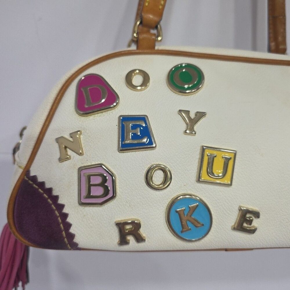 Vintage Dooney & Bourke x Lindsay Lohan White Y2K Shoulder Charm Bag Rare! - Picture 3 of 16